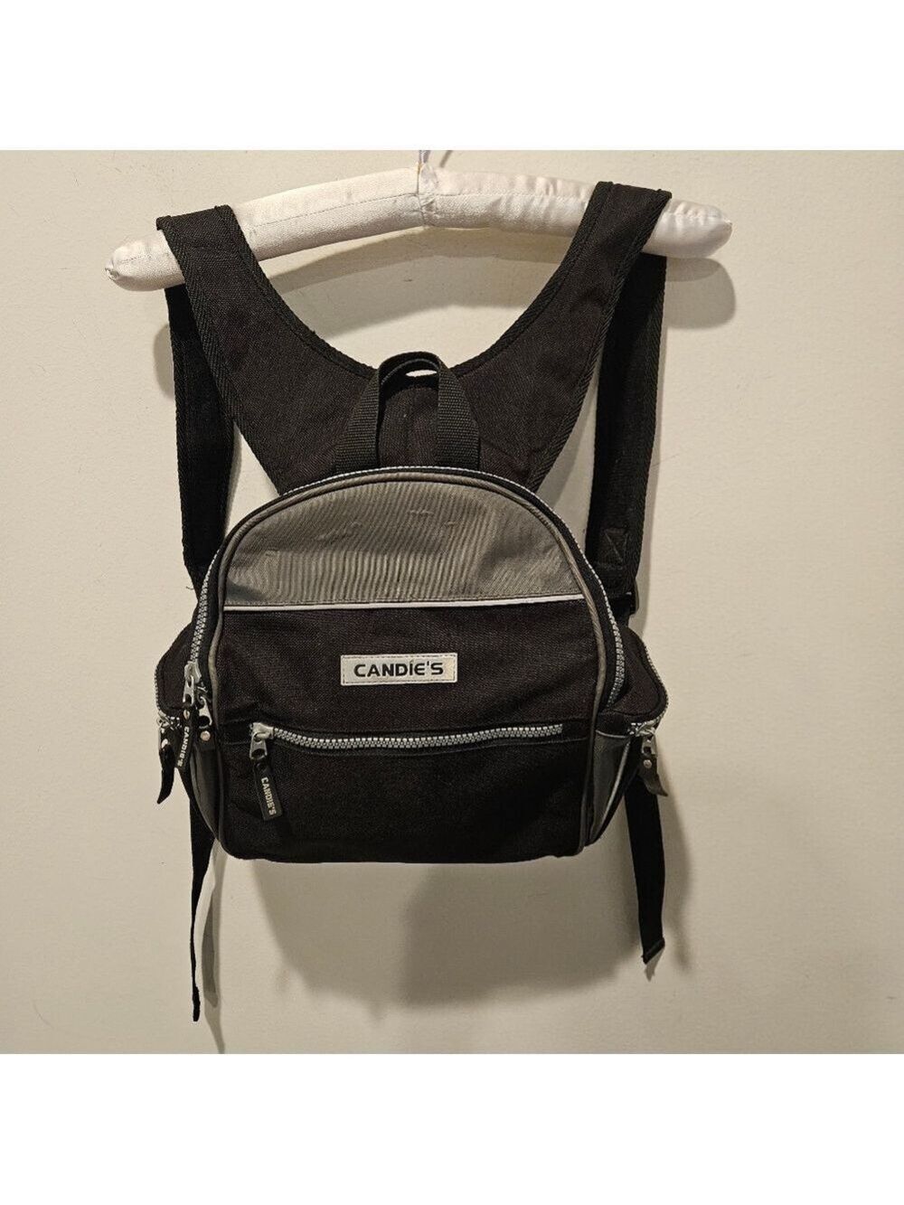Candie's Black & Grey Multi Compartments Mini Backpack
